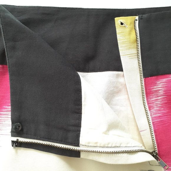 Floreat Anthropologie Scythed Lawns Ruffled Skirt Pink Yellow Size 8 - Picture 9 of 13